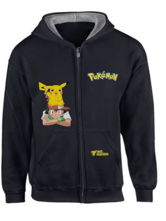 Fleece Kinder-Sweatshirt Strickjacke mit Kapuze und Taschen Grau
