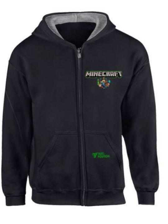 Fleece Kinder-Sweatshirt Strickjacke mit Kapuze und Taschen Grau