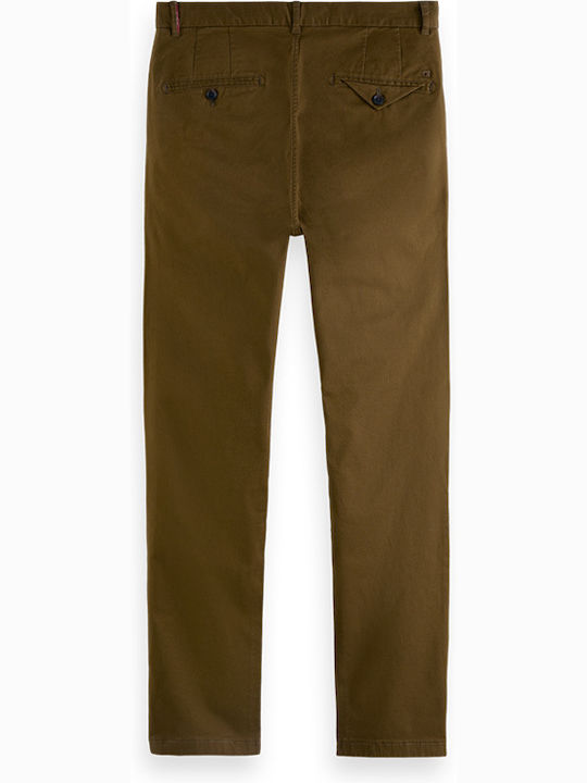 Scotch & Soda Men's Trousers Chino Elastic in Regular Fit Khaki