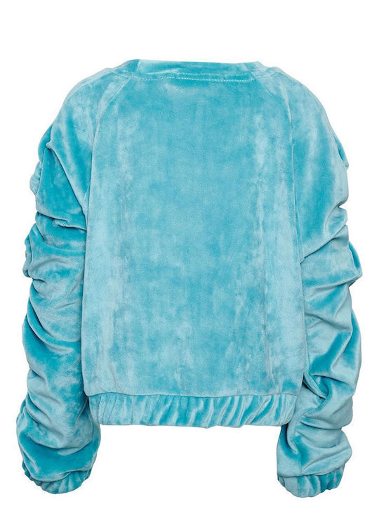 SugarFree Fleece Παιδικό Φούτερ Cropped με Κουκούλα Γαλάζιο