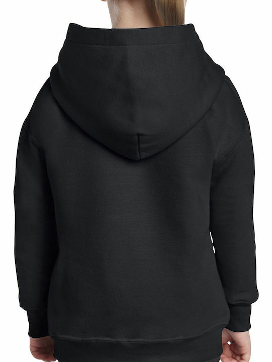 Gildan Kinder Sweatshirt mit Kapuze und Taschen Schwarz