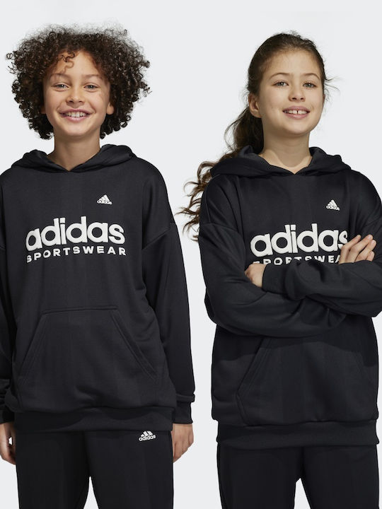 Kinder-Sweatshirt mit Kapuze und Taschen Schwarz U FT