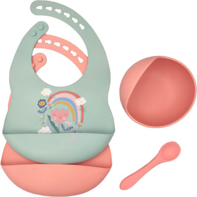 Baby Cloud Set de hrănire din Silicon cu Bază Antiderapantă Multicolor 4buc