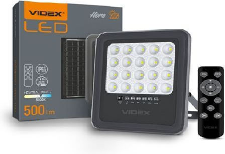 Videx Στεγανός Ηλιακός Προβολέας LED 20W Ψυχρό Λευκό 5000K IP65