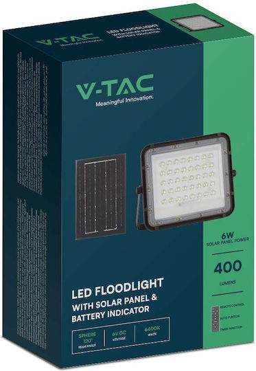 V-TAC Waterproof Solar LED Floodlight 6W Natural White 4000K IP65