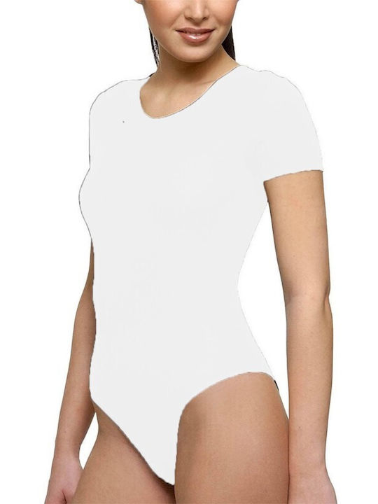 Helios Lingerie Short Sleeve Bodysuit Slim Fit White