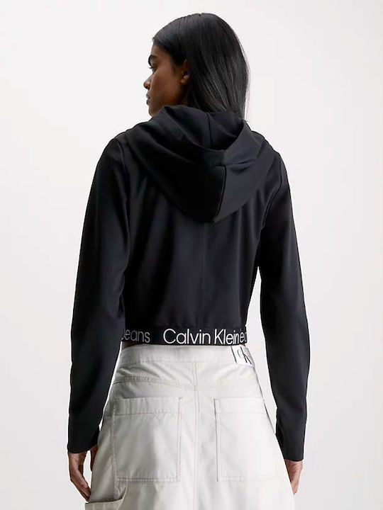 Cropped Women's Sweatshirt Hooded Black