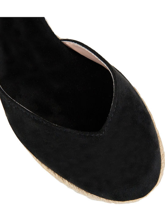Women's Suede Platform Espadrilles Black