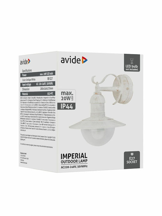 Avide Imperial Wall-Mounted Outdoor Hat Light E27 IP44 20εκ.