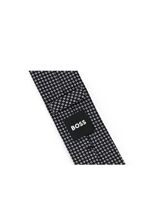 Hugo Boss Ανδρική Γραβάτα Μεταξωτή με Σχέδια σε Navy Μπλε Χρώμα