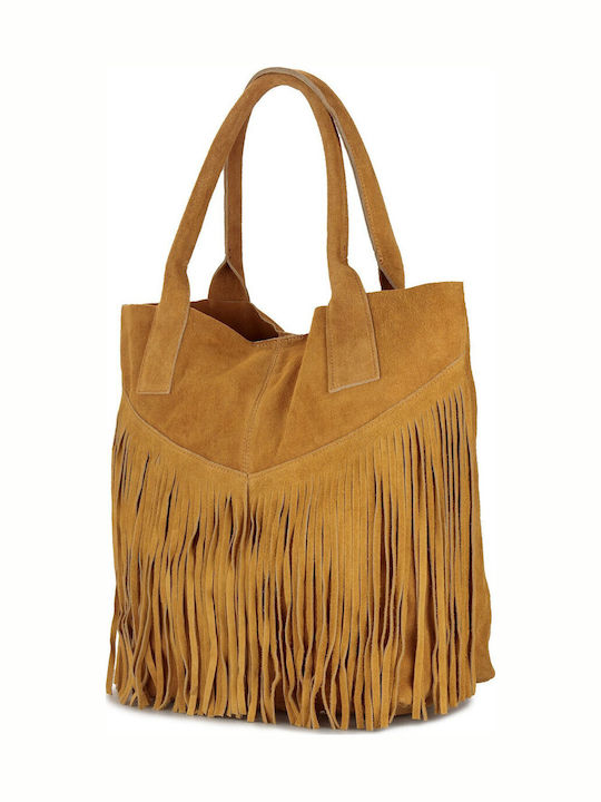 Set Leather Women's Bag Shopper Shoulder Tabac Brown