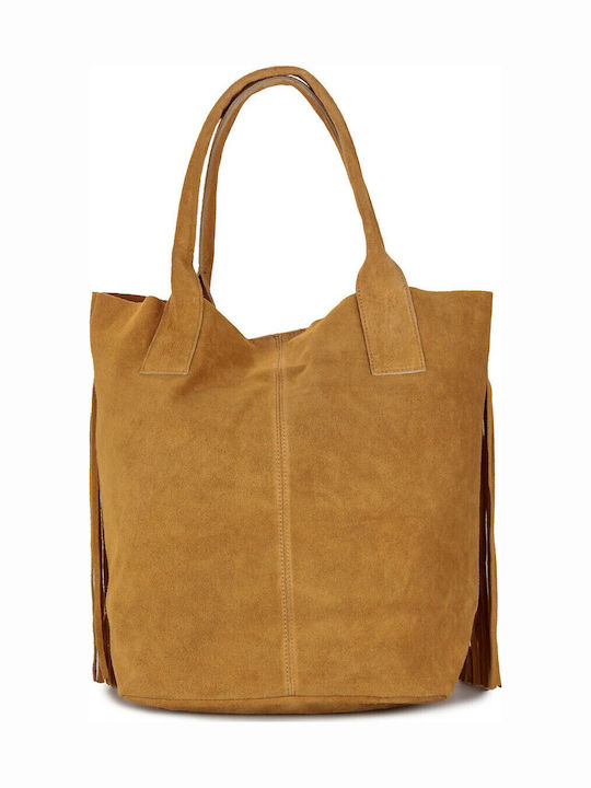 Set Leather Women's Bag Shopper Shoulder Tabac Brown