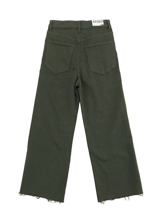 Ustyle High Waist Women's Jean Trousers in Wide Line Khaki