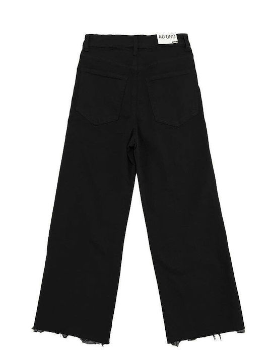 Ustyle High Waist Women's Jean Trousers in Wide Line Black