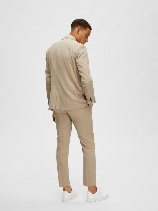 Selected Men's Winter Suit Jacket Slim Fit Beige