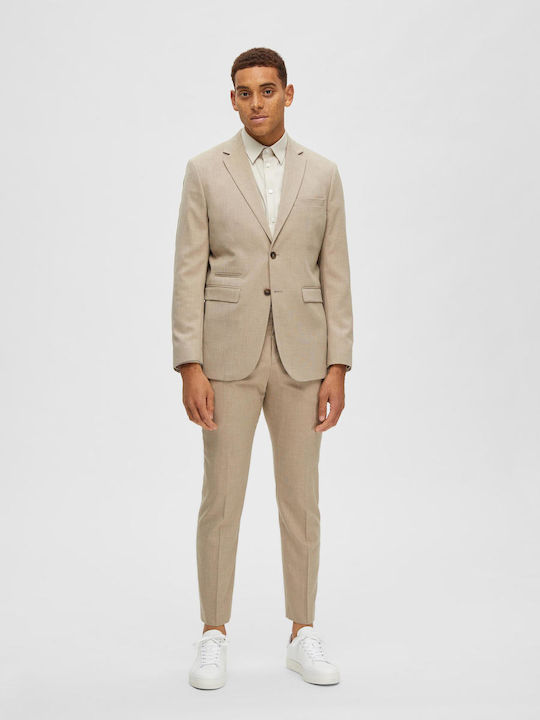 Men's Winter Suit Jacket Slim Fit Beige