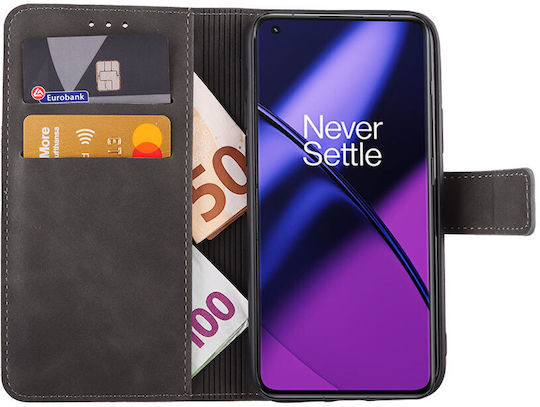 Lime Essential Magnet Book Δερματίνης Dark Grey (OnePlus Nord 2T)