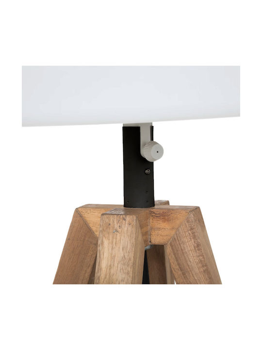 A-S Matia Wood Table Lamp for Socket E14 with White Shade and Beige Base