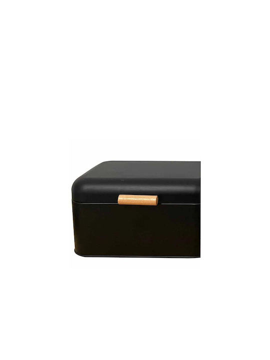 Aria Trade Metallic Bread Box with Lid Black 30x18x16cm