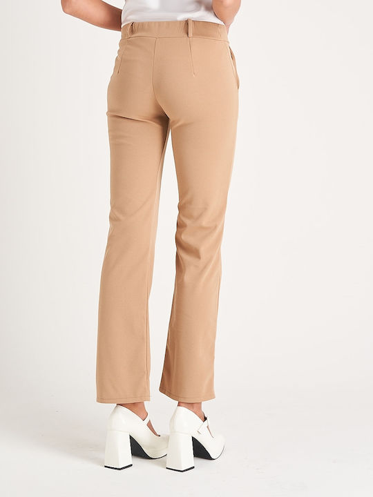 InShoes Damen Chino Hose in Gerader Linie Beige