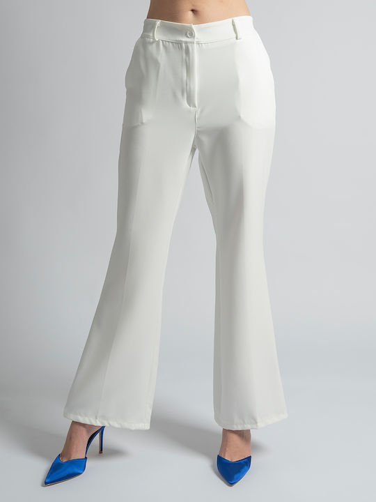 InShoes Women's White Set with Trousers Flared