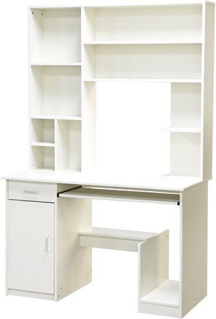 Computer Büro Status Holz mit Bücherregal Weiß 120x55x182cm