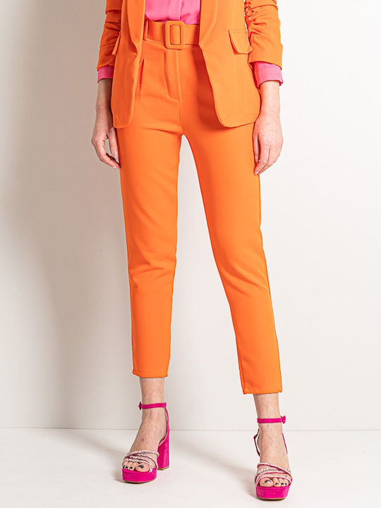 InShoes Women's Fabric Trousers Orange