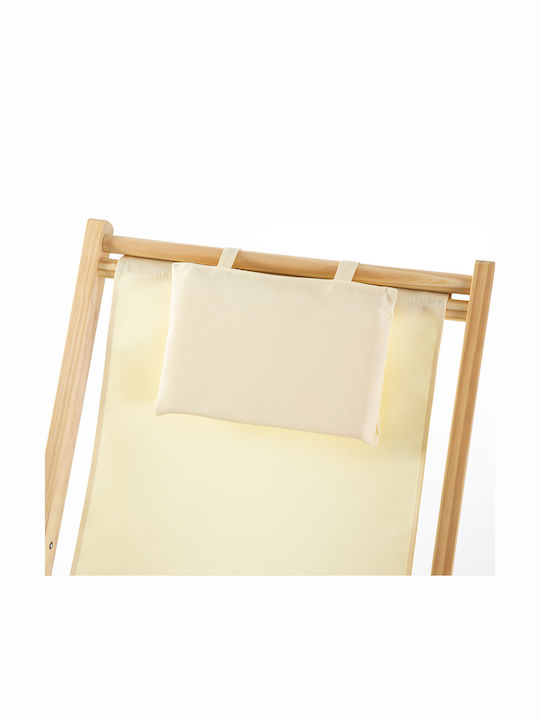 Deckchairs Tioman Wooden with Beige Fabric 123x58x79cm