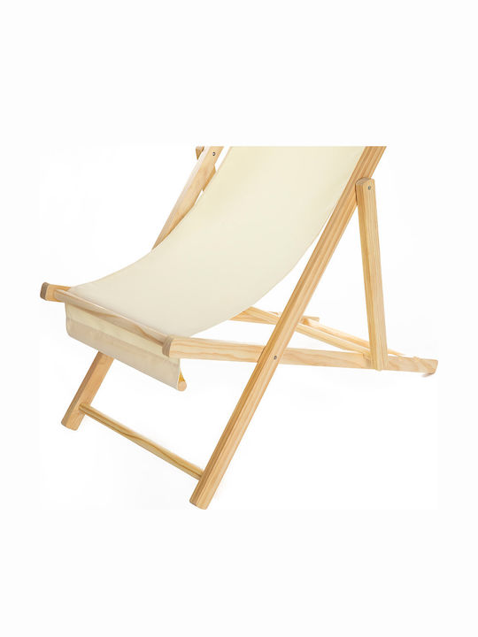 Deckchairs Tioman Wooden with Beige Fabric 123x58x79cm
