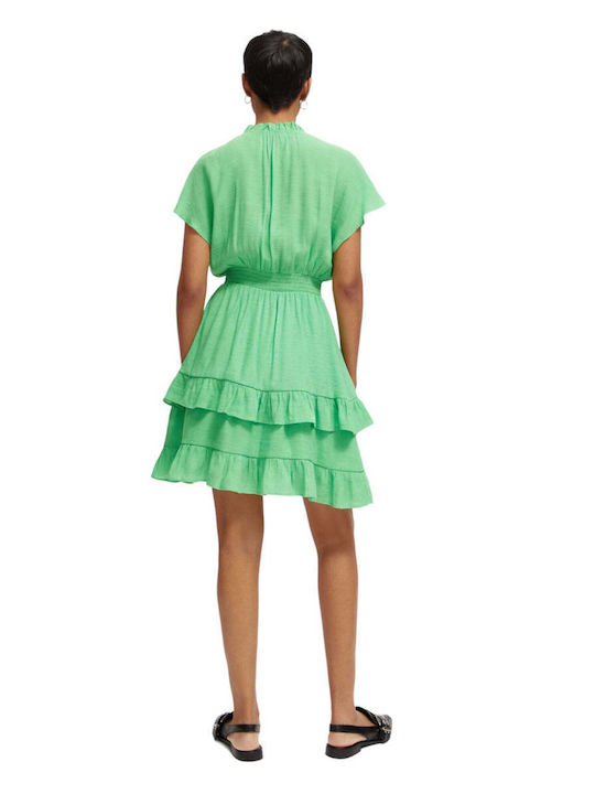 Scotch & Soda Summer Mini Dress with Ruffle Green