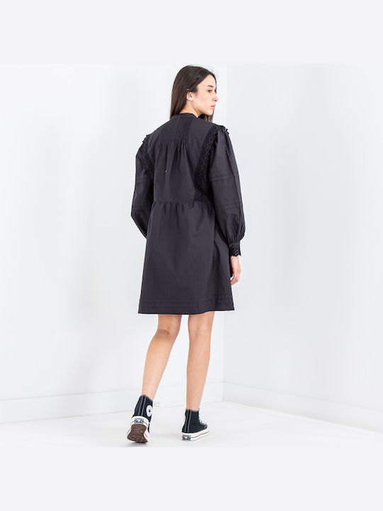 Broderie Anglaise Mini Φόρεμα Μαύρο