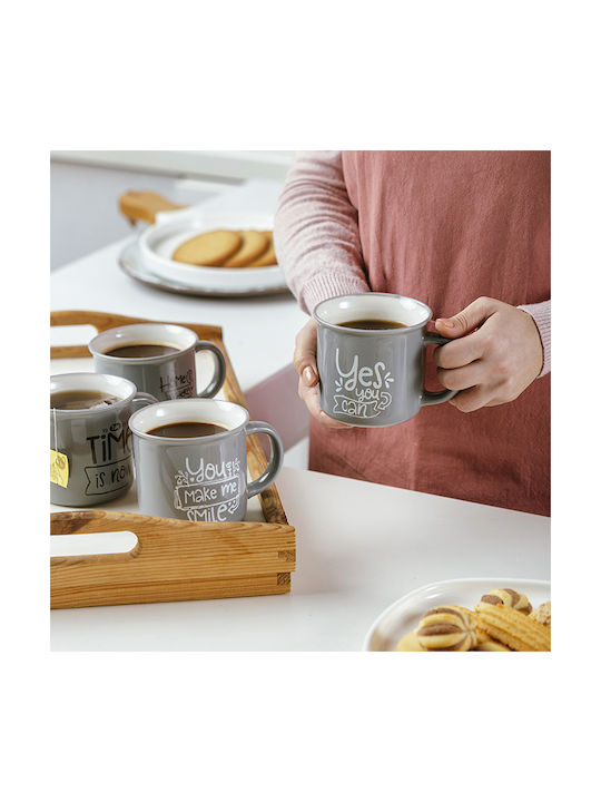 Nava Yes You Can Becher aus Porzellan Gray 380ml