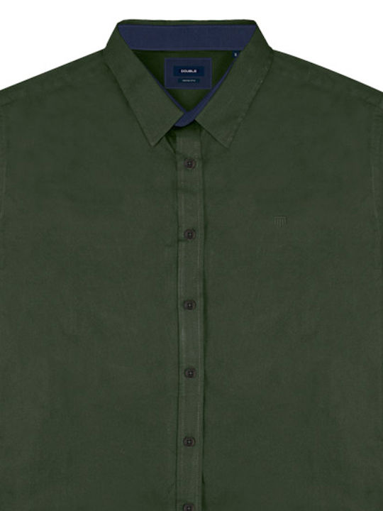 Double Men's Shirt Long Sleeve Cotton Khaki