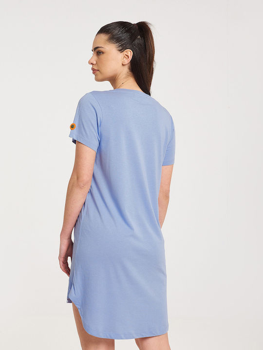 Zero Level Shun Rochii de vară pentru femei Mini Tricou Rochie Albastru