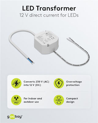 Dimabil reglabil Sursă de alimentare LED Rezistent la apă IP65 Putere 12W cu Tensiune de ieșire 12V Goobay