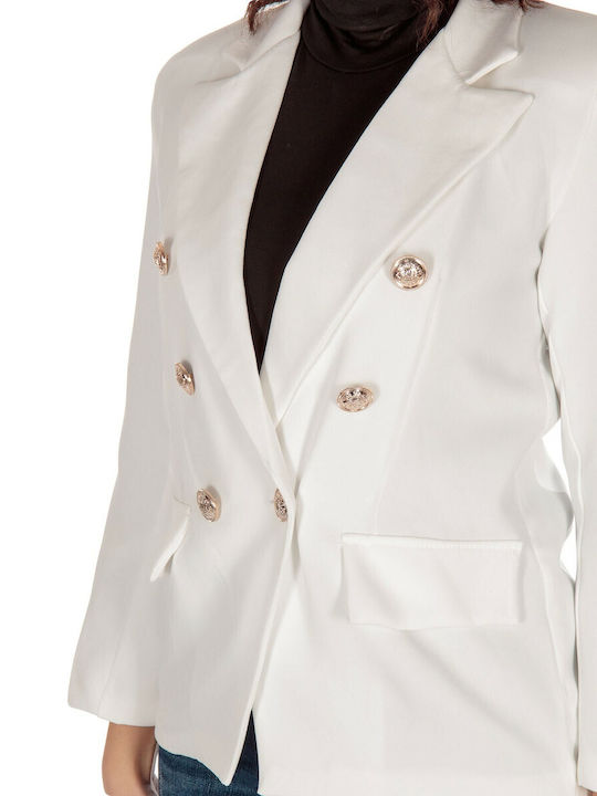 Silia D Women's Double Breasted Blazer White