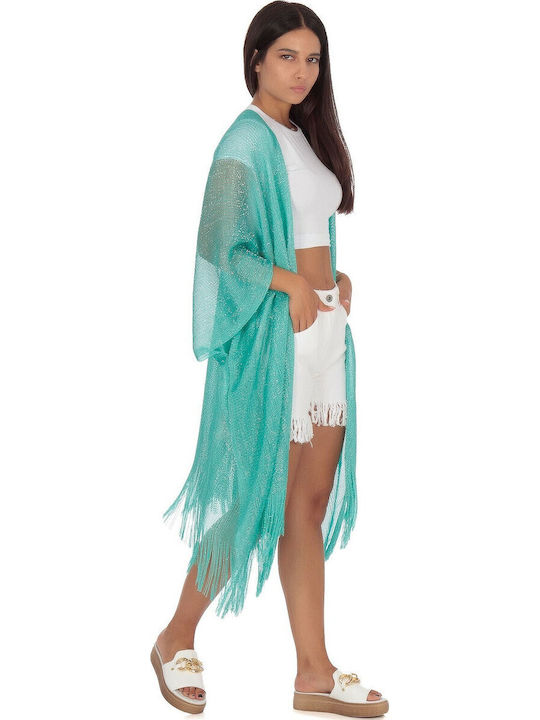Silia D Women's Maxi Kimono Beachwear Turquoise