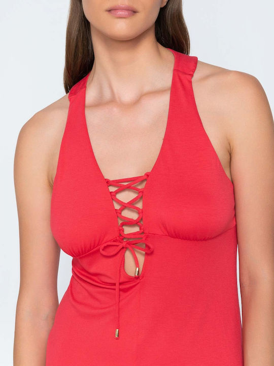 Luna Feminin Lung Rochie de Plajă Roșu
