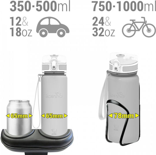 Ion8 Quench Παιδικό Παγούρι Πλαστικό Non Spill Γκρι 1000ml
