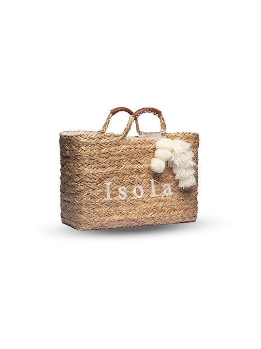 Nolah Isola Straw Beach Bag with Wallet Beige ISOLA Natural