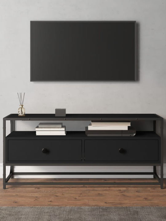 TV Stand from Metal & Wood Black L100xW35xH45cm