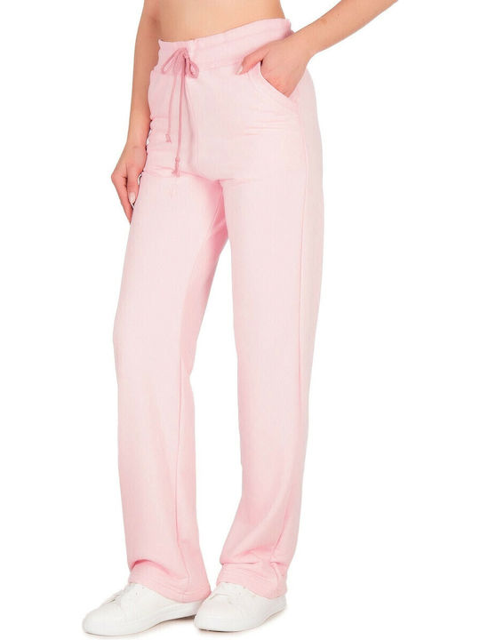 High Waist Sweatpants Flared Pink