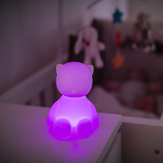 Nattou Kinder Dekorative Lampe Lapidou Kätzchen mit Farbwechsel Weiß 13.5x10.5x14εκ.