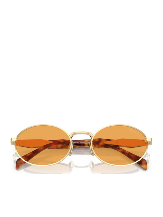 Prada Unisex Sunglasses with Gold Metal Frame and Orange Lens PR65ZS ZVN02Z