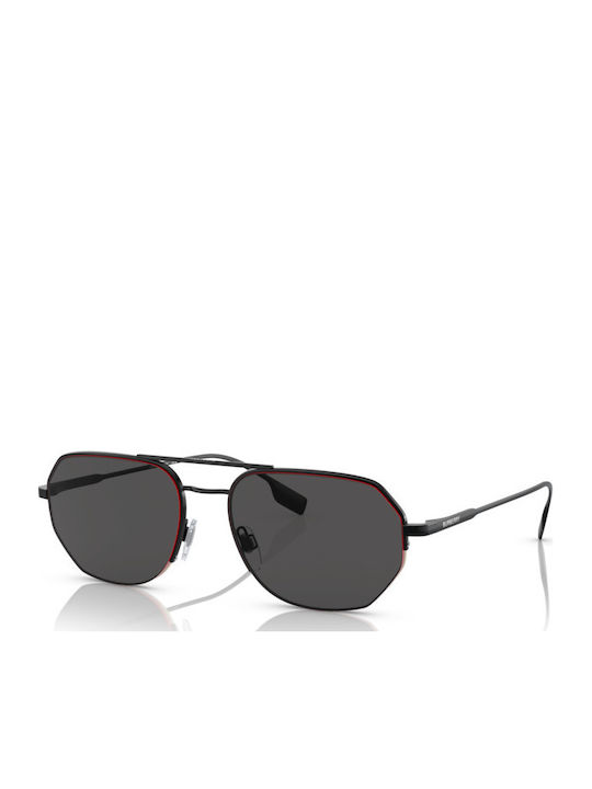 Burberry Unisex Sunglasses with Black Metallic Frame and Grey Lenses BE 3140 100187