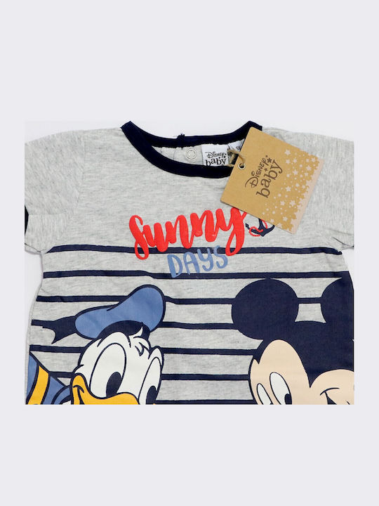 Disney Mickey Mouse Бебешко Боди Къс ръкав Сив