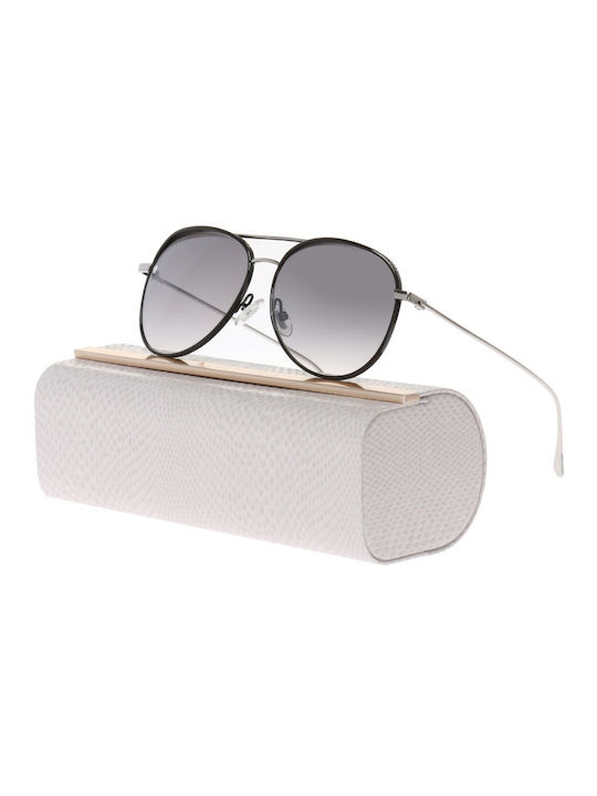 Jimmy Choo Women's Sunglasses with Blue Metallic Frame and Black Lenses