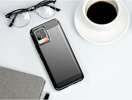 Techsuit Carbon Back Cover Silicon Negru (Realme 8/8 Pro)