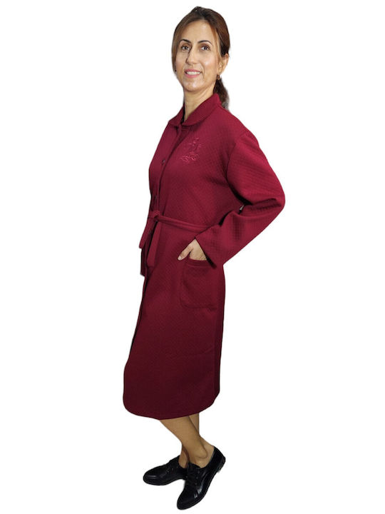 Mardim Women's Winter Pajama Robe Burgundy