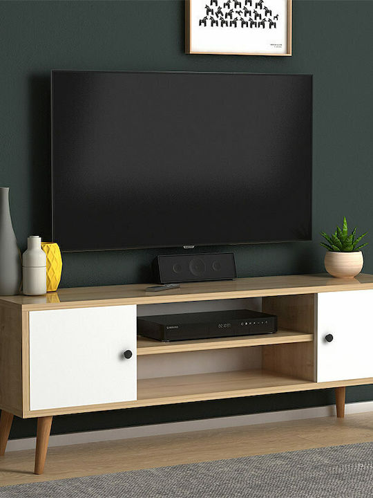 Έπιπλο TV din lemn Parma White / Oak M120xΠ30xΥ40cm